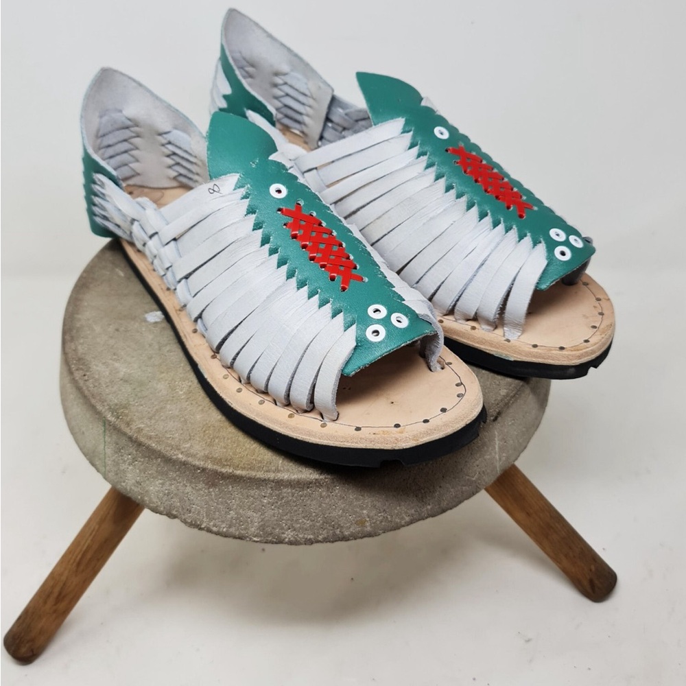 NEW Mexican Huaraches - white green and red, size 8 men’s